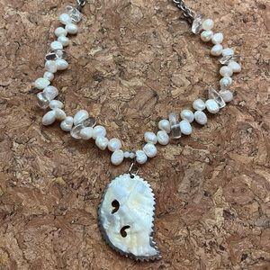 Mother of Pearl and Pearl Artisan Necklace
